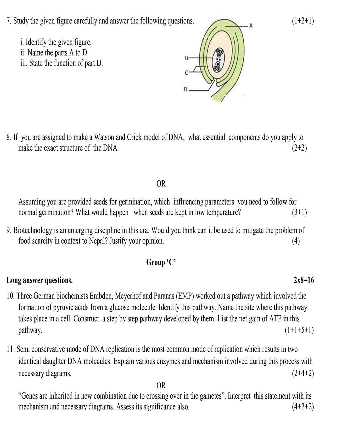 Class 12 Biology Model Question 2082 (With Solution) Image 2