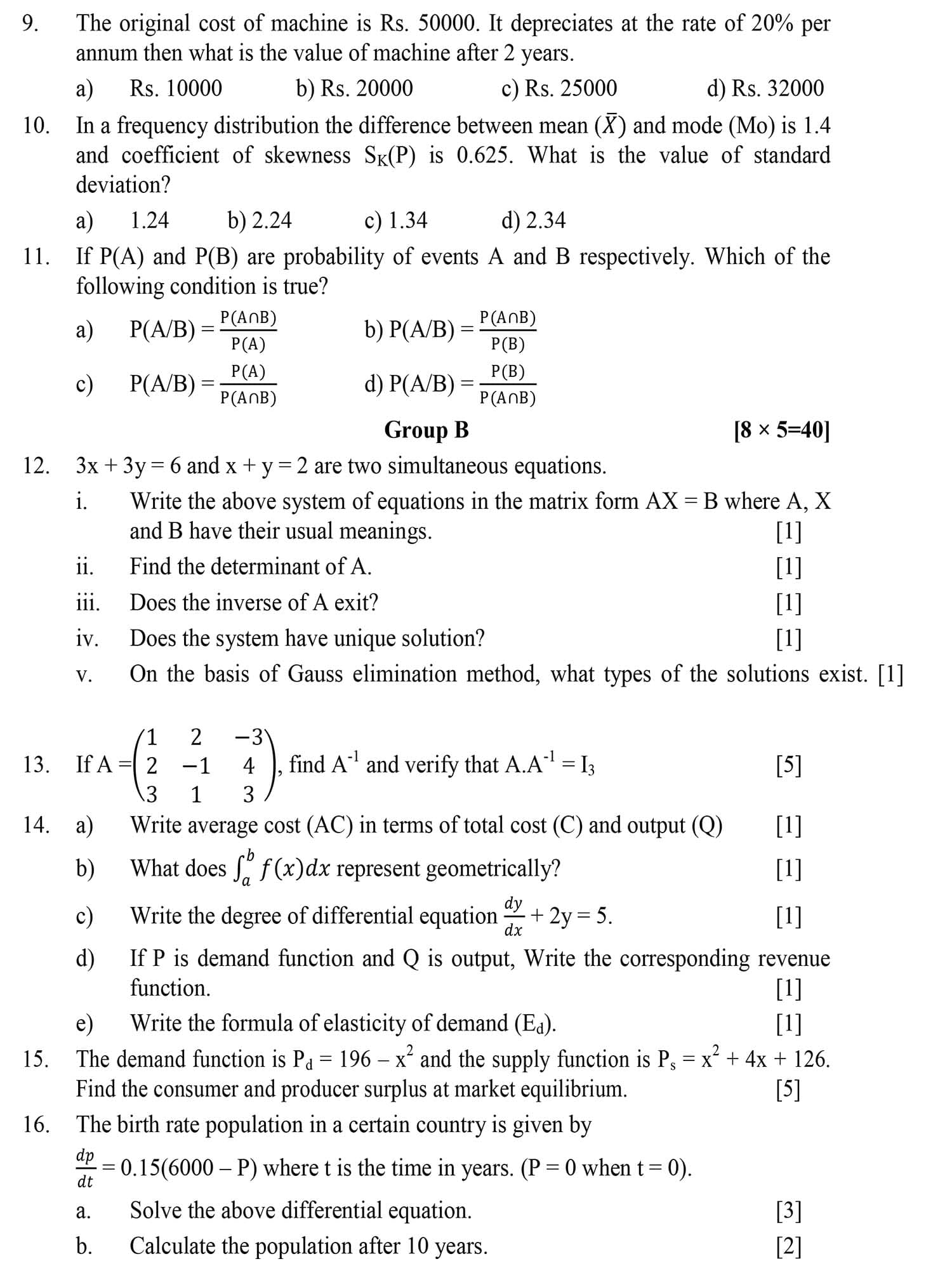 Class 12 Business Math Model Question 2082 (With Solution) Image 2